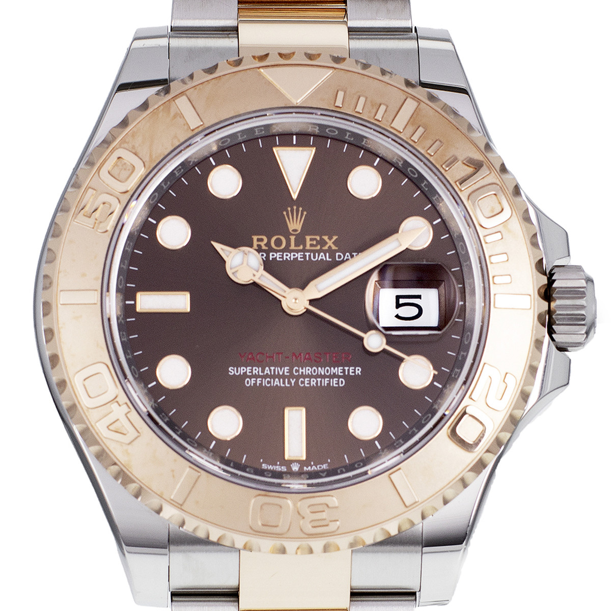 Montre d'occasion ROLEX Yacht-Master 40 homme mouvement automatique certifié (cosc) bracelet or rose 750/000 et acier - vue D1