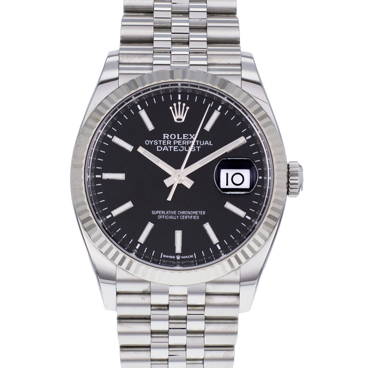 Montre d'occasion ROLEX DateJust 36 homme mouvement automatique certifié (cosc) bracelet acier - vue D1