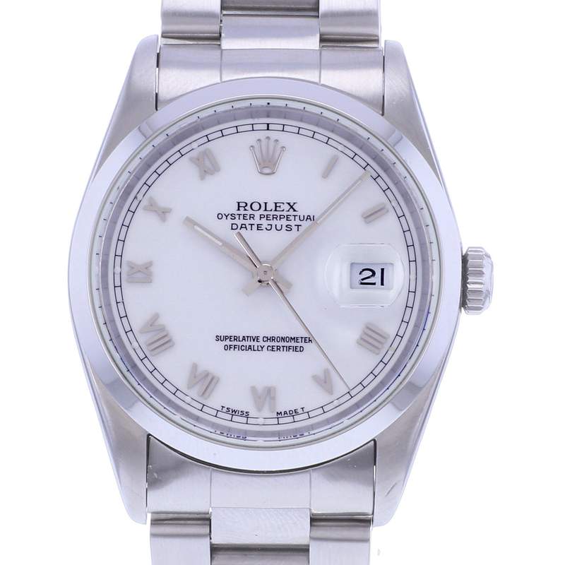 Montre d'occasion ROLEX DateJust 36 homme mouvement automatique certifié (cosc) bracelet acier - vue D1