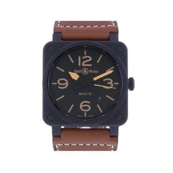 Montre d'occasion BELL & ROSS BR03-92 Heritage homme automatique bracelet cuir d'origine
