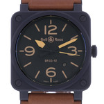 Montre d'occasion BELL & ROSS BR03-92 Heritage homme automatique bracelet cuir d'origine - vue D1
