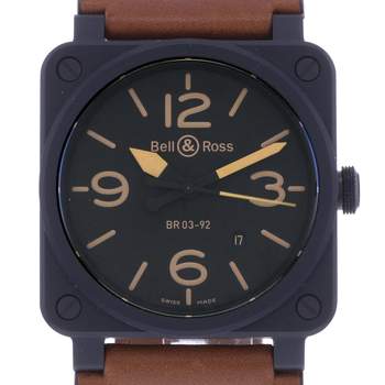 Montre d'occasion BELL & ROSS BR03-92 Heritage homme automatique bracelet cuir d'origine