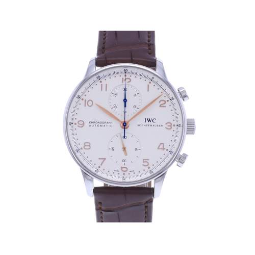 Montre d'occasion IWC Portugaise Chronographe homme automatique bracelet cuir cresus