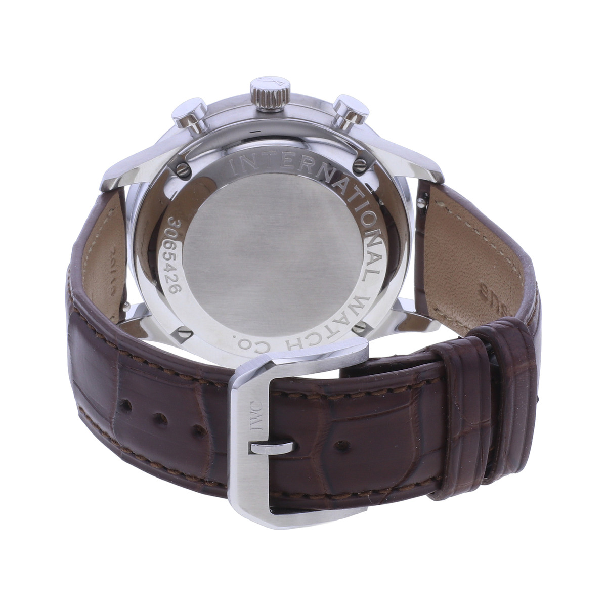 Montre d'occasion IWC Portugaise Chronographe homme automatique bracelet cuir cresus - vue 3