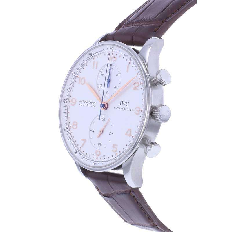 Montre d'occasion IWC Portugaise Chronographe homme automatique bracelet cuir cresus - vue D2