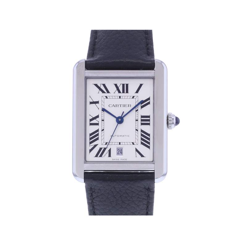 Montre d'occasion CARTIER Tank Solo XL homme automatique bracelet cuir d'origine - vue 1