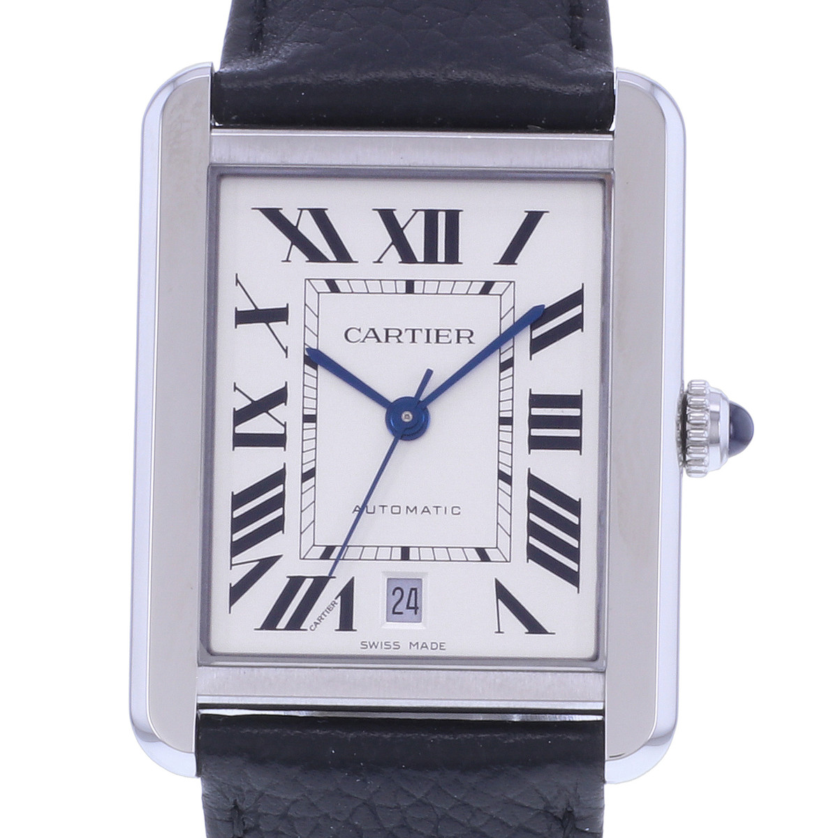 Montre d'occasion CARTIER Tank Solo XL homme automatique bracelet cuir d'origine - vue D1