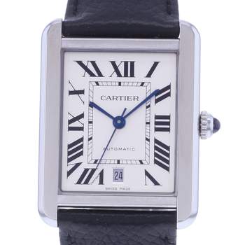 Montre d'occasion CARTIER Tank Solo XL homme automatique bracelet cuir d'origine