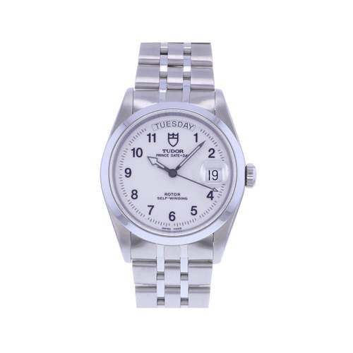 Pre-owned TUDOR Prince Day-Date Men's Automatic Watch with Steel Bracelet