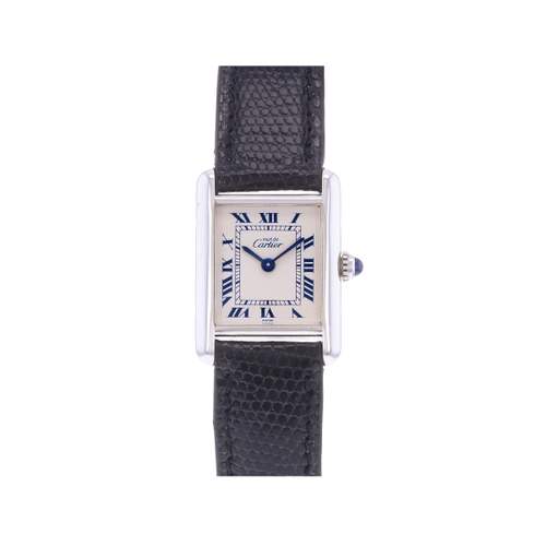 Montre d'occasion CARTIER Must Argent femme quartz bracelet cuir cresus
