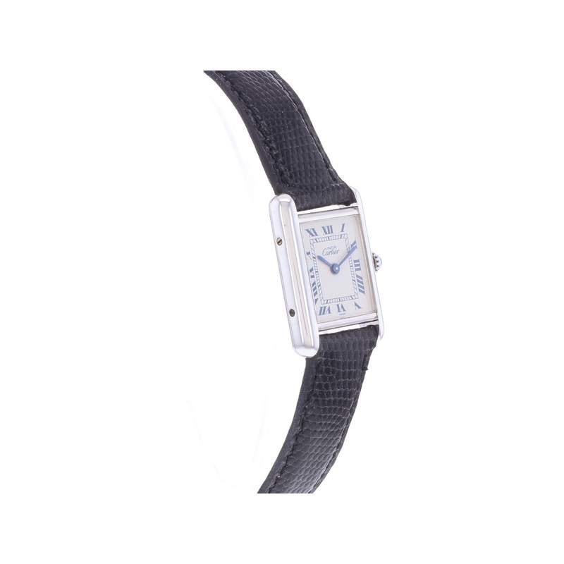 Montre d'occasion CARTIER Must Argent femme quartz bracelet cuir cresus - vue 2