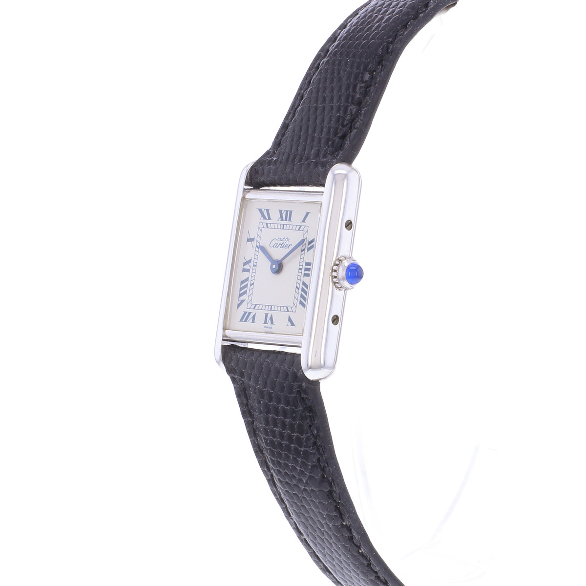 Montre d'occasion CARTIER Must Argent femme quartz bracelet cuir cresus - vue D2