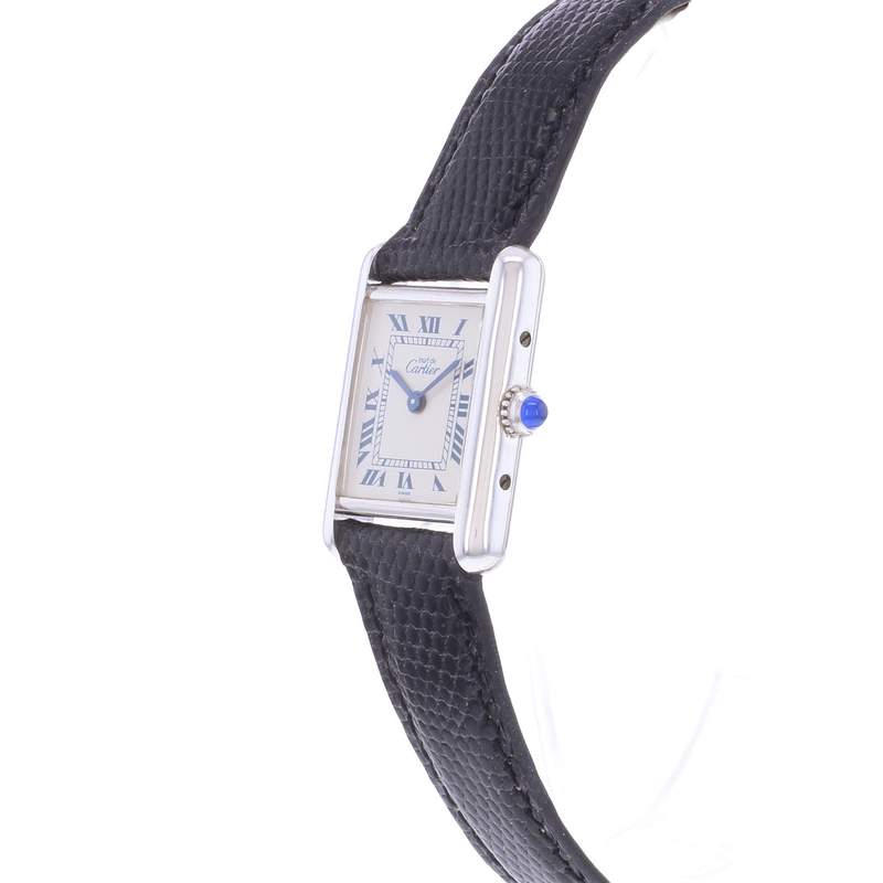 Montre d'occasion CARTIER Must Argent femme quartz bracelet cuir cresus - vue D2