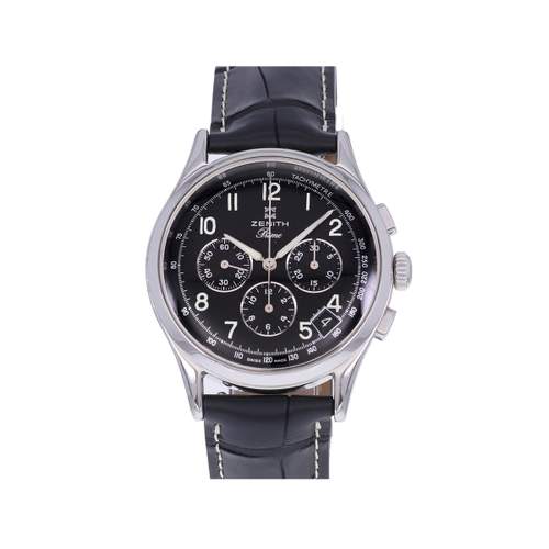 Montre d'occasion ZENITH Prime Chronographe homme mécanique bracelet cuir cresus