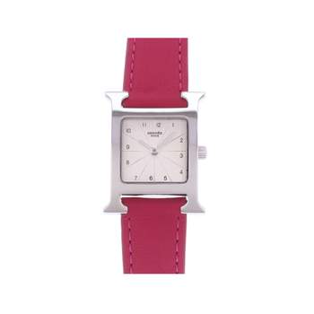 Pre-owned HERMES Heure H women's quartz watch with leather strap