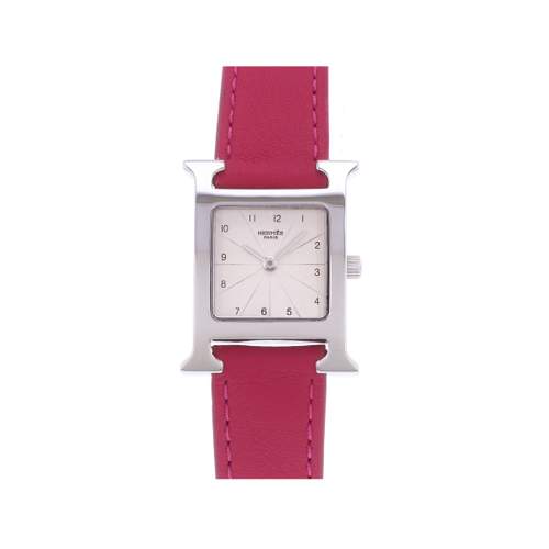Pre-owned HERMES Heure H women's quartz watch with leather strap