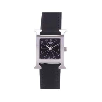 Pre-owned HERMES Heure H women's quartz watch with leather strap