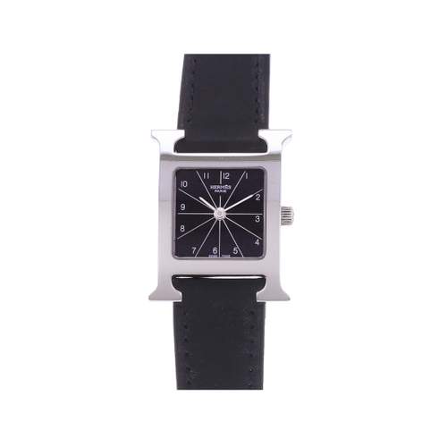 Pre-owned HERMES Heure H women's quartz watch with leather strap