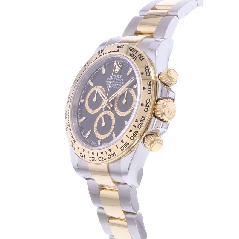 Montre d'occasion ROLEX Cosmograph Daytona homme mouvement automatique certifié (cosc) bracelet or jaune 750/000 et acier - vue D2