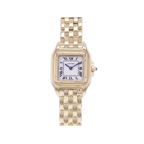 Pre-owned CARTIER Panthère Small Model women's quartz watch with a 750/000 yellow gold bracelet