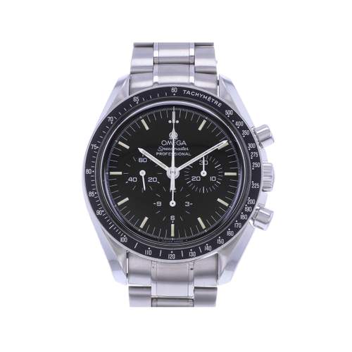 Tweedehands OMEGA Speedmaster Moonwatch herenhorloge, mechanisch, met stalen armband