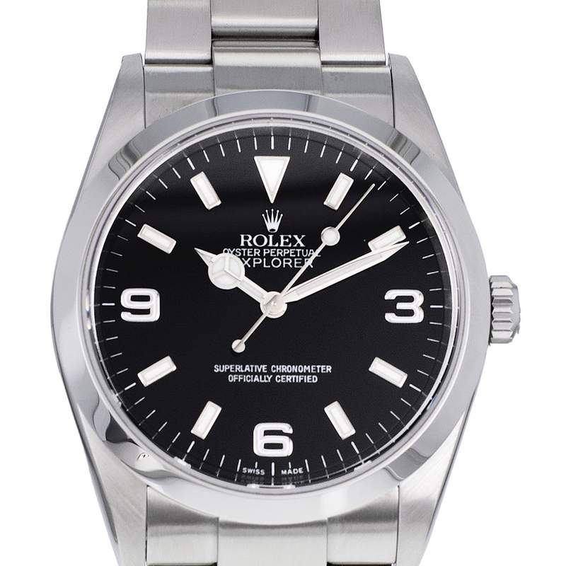 Montre d'occasion ROLEX Explorer I 36mm homme mouvement automatique certifié (cosc) bracelet acier - vue D1