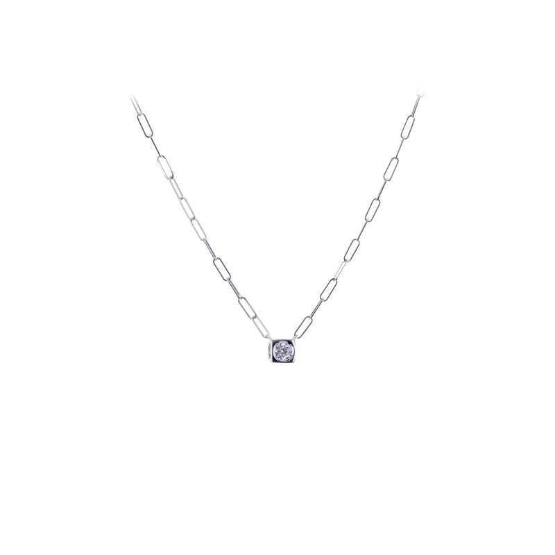 Collier d'occasion DINH VAN Le Cube Diamant Grand Modèle femme or blanc 750/1000 - vue 1