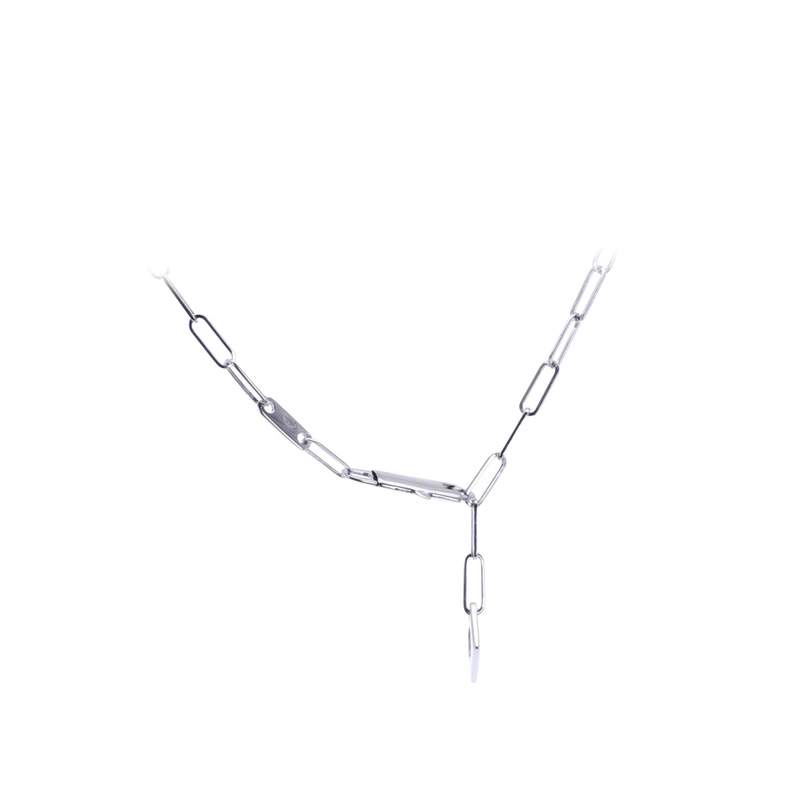 Collier d'occasion DINH VAN Le Cube Diamant Grand Modèle femme or blanc 750/1000 - vue porté 2