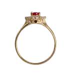 Bague d'occasion or 750 jaune marquise zirconias rubis synthétique - vue 3