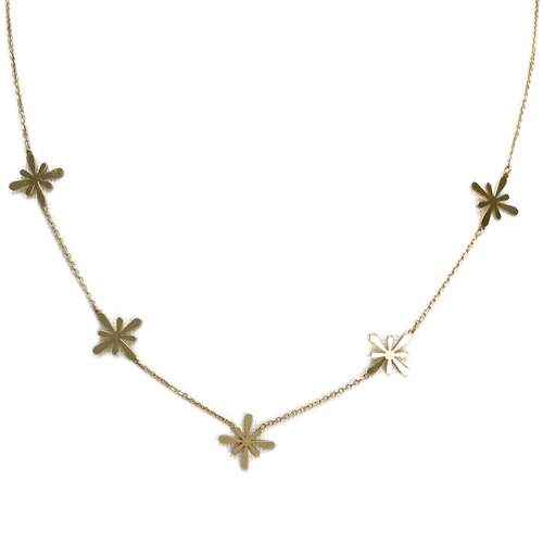 Collier d'occasion or 750 jaune motifs fleurs maille forçat 42 cm