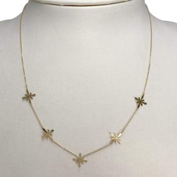 Collier d'occasion or 750 jaune motifs fleurs maille forçat 42 cm
