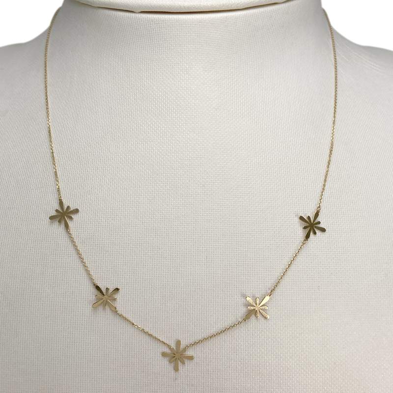 Collier d'occasion or 750 jaune motifs fleurs maille forçat 42 cm - vue 2
