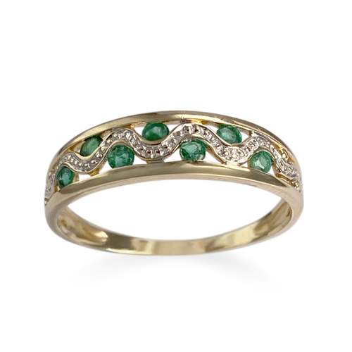 Bague d'occasion  or 750 2 tons émeraudes