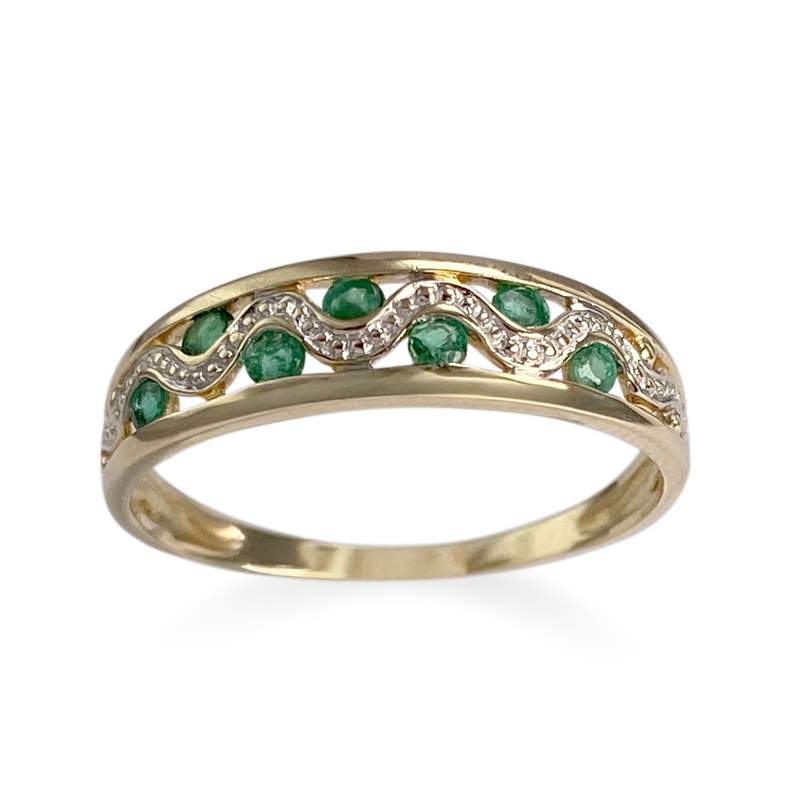 Bague d'occasion  or 750 2 tons émeraudes - vue 1