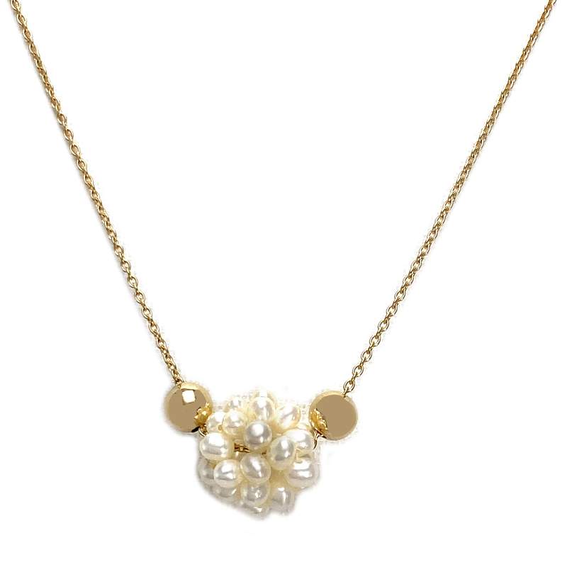 Collier d'occasion or 750 jaune maille forçat perles de culture d'eau douce 45 cm - vue 1