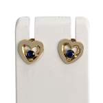 Boucles d'oreilles d'occasion or 750 jaune coeurs saphirs - vue 1