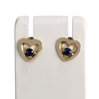 Boucles d'oreilles d'occasion or 750 jaune coeurs saphirs
