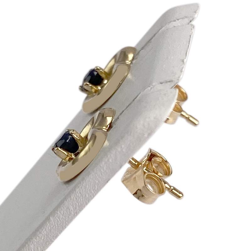 Boucles d'oreilles d'occasion or 750 jaune coeurs saphirs - vue 2