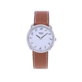 Pre-owned HERMES Arceau Women's Quartz Watch with Original Leather Strap