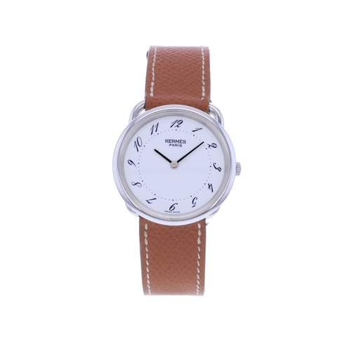 Pre-owned HERMES Arceau Women's Quartz Watch with Original Leather Strap