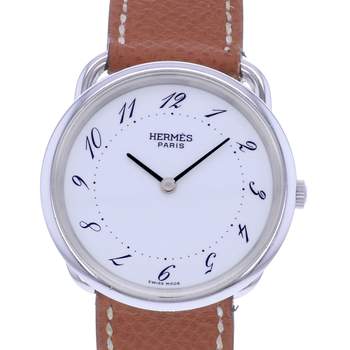 Pre-owned HERMES Arceau Women's Quartz Watch with Original Leather Strap