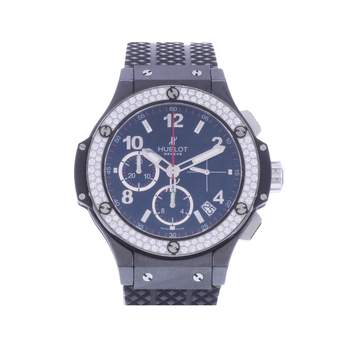 Tweedehands HUBLOT Big Bang 41 Diamonds horloge voor dames en heren, automatisch, met rubberen band