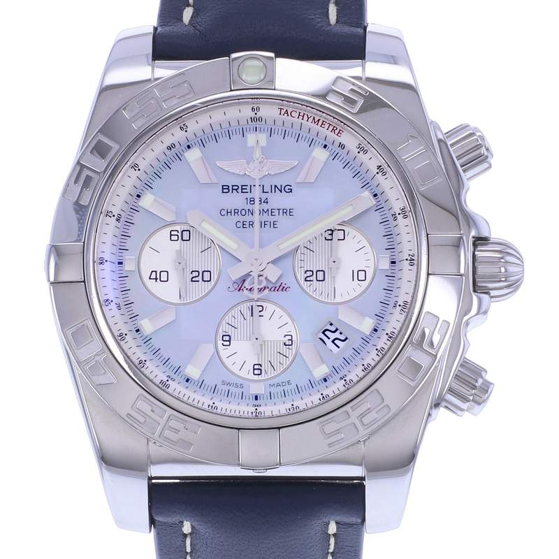 Montre d'occasion BREITLING Chronomat 44 homme mouvement automatique certifié (cosc) bracelet cuir cresus - vue D1