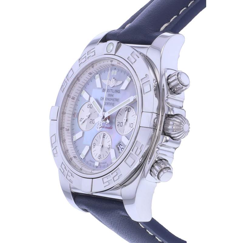 Montre d'occasion BREITLING Chronomat 44 homme mouvement automatique certifié (cosc) bracelet cuir cresus - vue D2