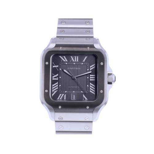 Pre-owned CARTIER Santos Men's Automatic Watch with Steel Bracelet