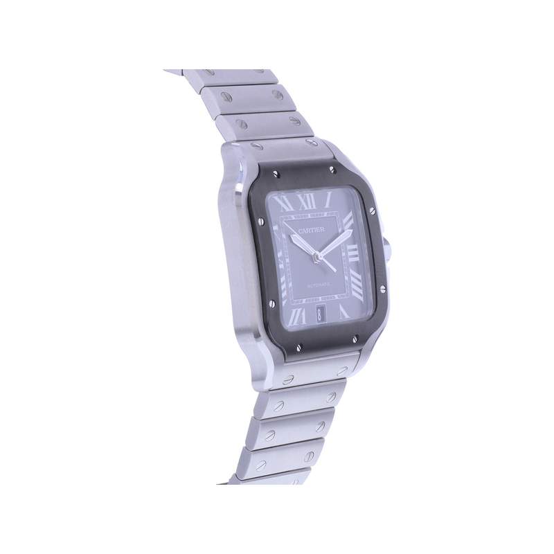 Montre d'occasion CARTIER Santos homme automatique bracelet acier - vue 2