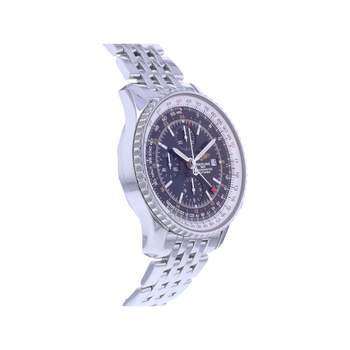 Montre d'occasion BREITLING Navitimer World homme mouvement automatique certifié (cosc) bracelet acier