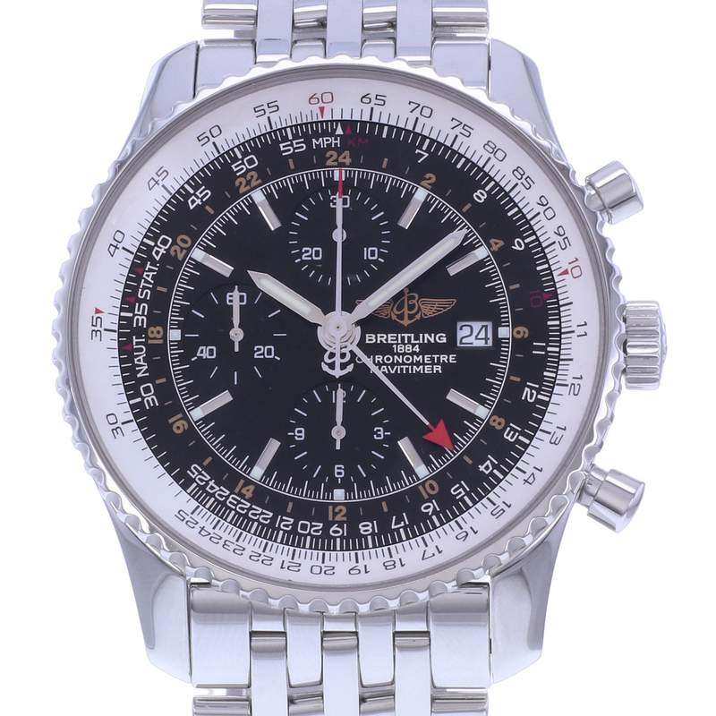 Montre d'occasion BREITLING Navitimer World homme mouvement automatique certifié (cosc) bracelet acier - vue D1