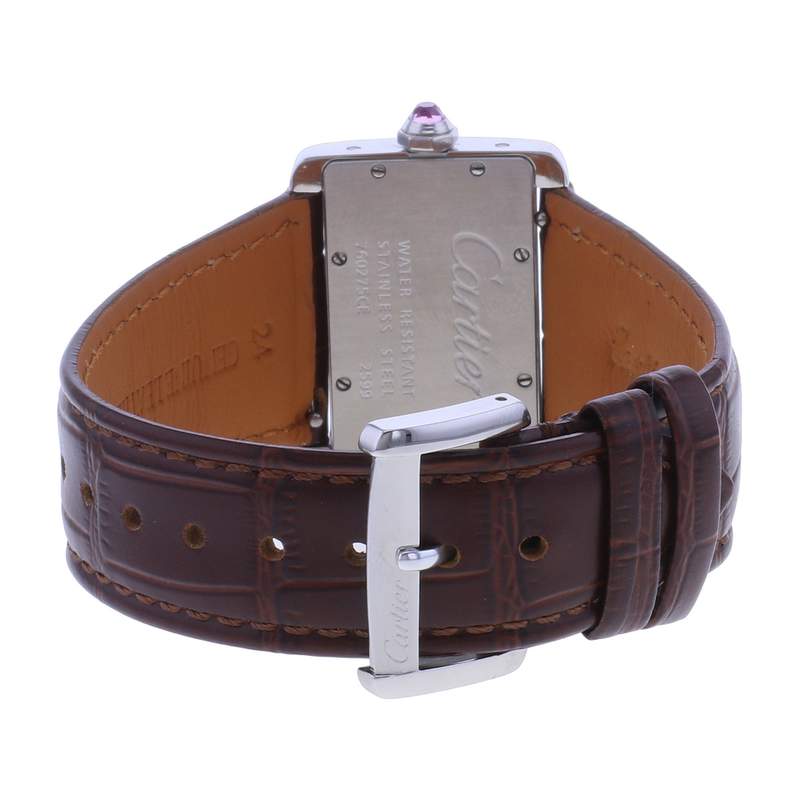 Montre d'occasion CARTIER Tank Divan femme quartz bracelet cuir d'origine - vue 3