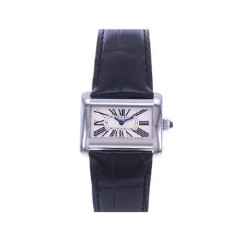 Pre-owned CARTIER Tank Divan women's quartz watch with original leather strap